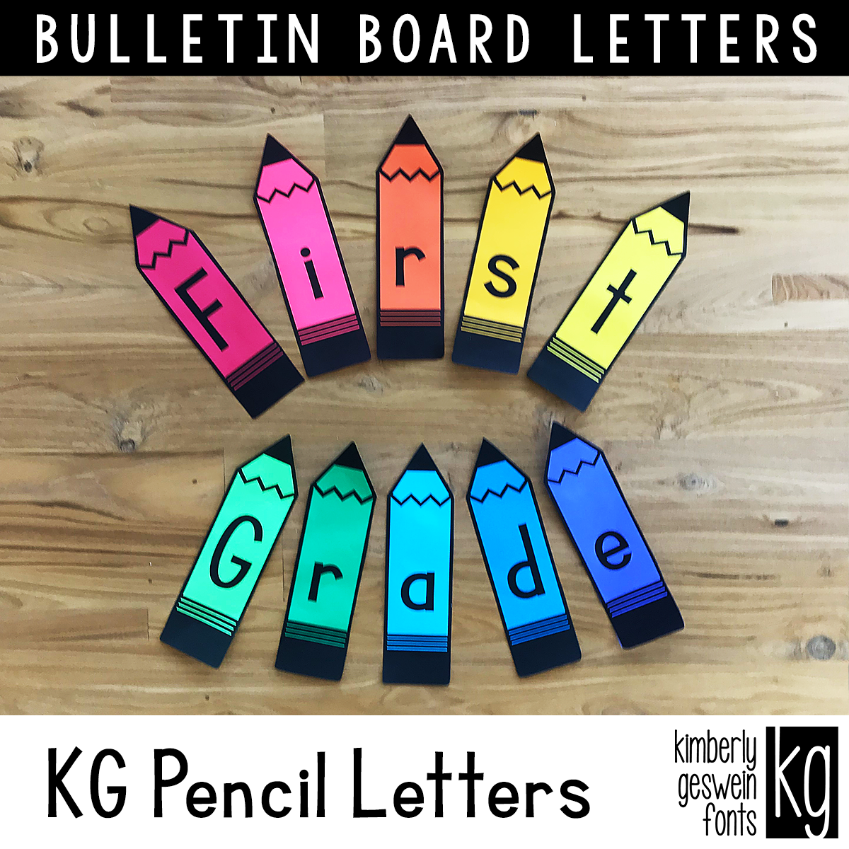 KG Pencil Letters Bulletin Board Letters - Kimberly Geswein Fonts